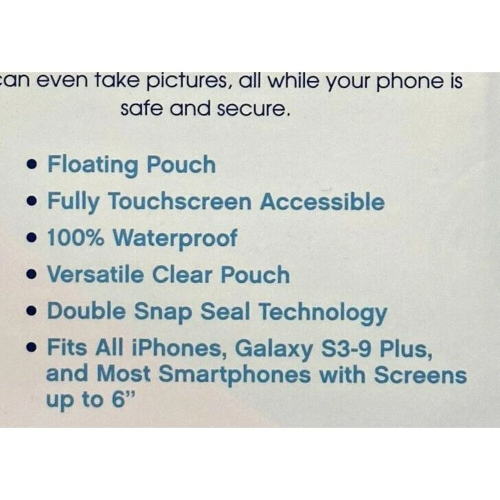 Tzumi Aqua Pocket Touch Waterproof Pouch Floating Bag Phone Case - Blue
